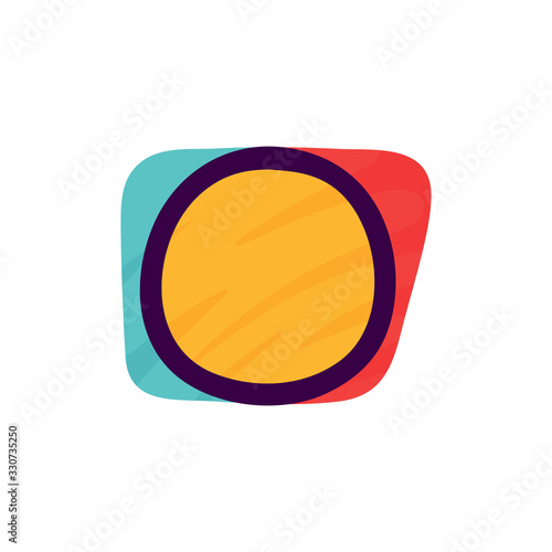 O letter logo in kids paper applique style.