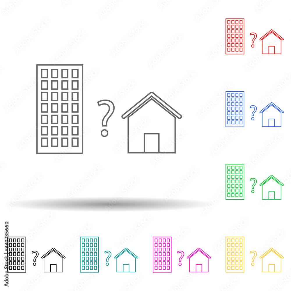 apartment or house multi color style icon. Simple thin line, outline vector of web icons for ui and ux, website or mobile application