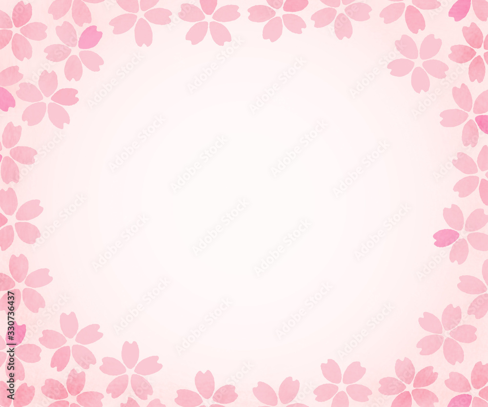 バナー背景（300：250）手描き風の桜（薄紅）