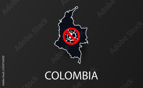 High detailed map of Colombia. Vector illustration with Corona Virus 2020. Wuhan virus disease, virus infections prevention methods infographics.