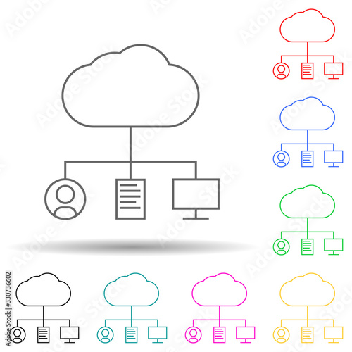 cloud storage multi color style icon. Simple thin line, outline vector of web icons for ui and ux, website or mobile application