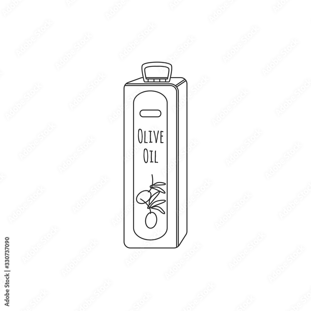 Line icon of can with olive oil. Simple element for the festival card and different design. Line icon of can with olive oil. Simple element for the festival card and different design.