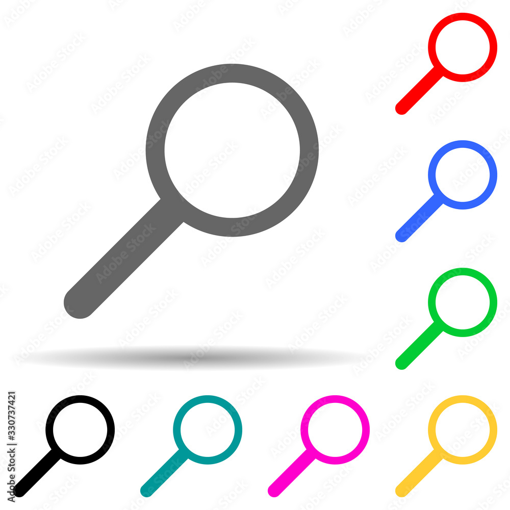 magnifier multi color style icon. Simple thin line, outline vector of web icons for ui and ux, website or mobile application magnifier multi color style icon. Simple thin line, outline vector of web icons for ui and ux, website or mobile application
