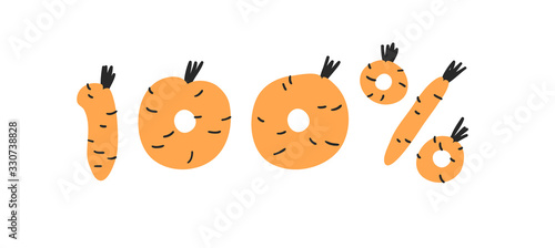 Hand drawn Carrot ABC and word. Cartoon vector illustration veggies font.  Flat drawing vegetarian food. Actual Creative Vegan art work