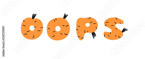 Fototapeta Naklejka Na Ścianę i Meble -  Hand drawn Carrot ABC and word. Cartoon vector illustration veggies font.  Flat drawing vegetarian food. Actual Creative Vegan art work