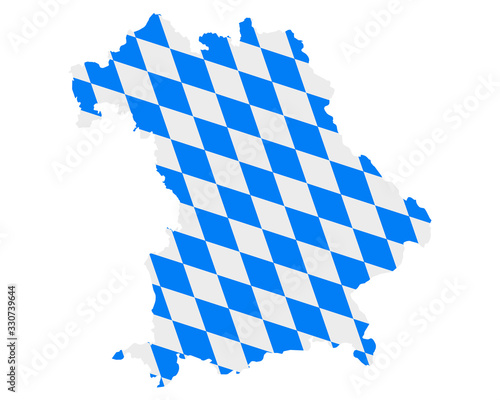 Fahne in Landkarte von Bayern