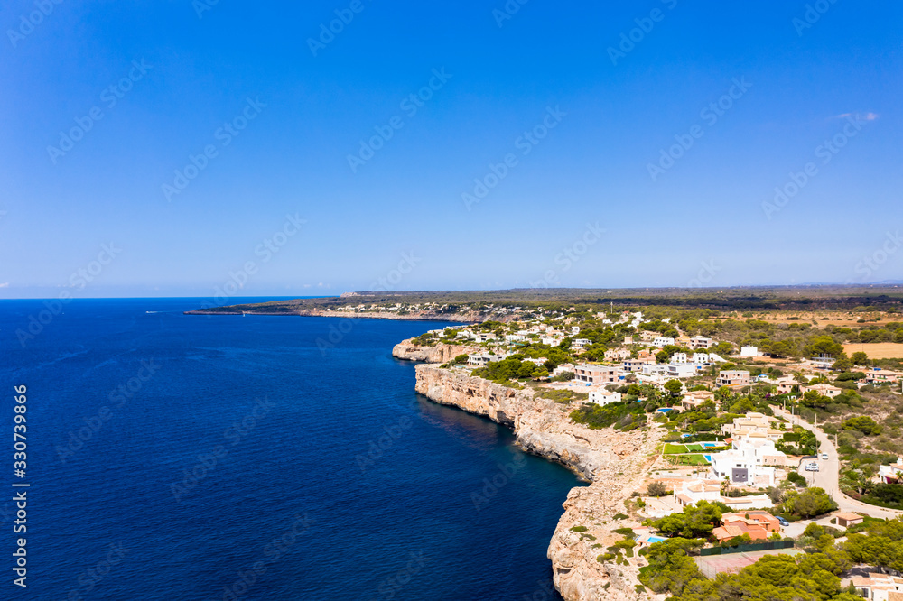 Aerial view, Vallgornera, cliffs, Cala Pi region, Mallorca, Balearic Islands, Spain Aerial view, Vallgornera, cliffs, Cala Pi region, Mallorca, Balearic Islands, Spain