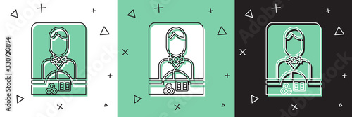 Set Casino dealer icon isolated on white and green, black background. Casino croupier. Vector Illustration