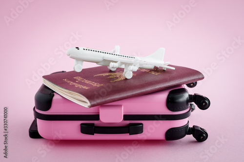 Pinky luggage with Thai pas...