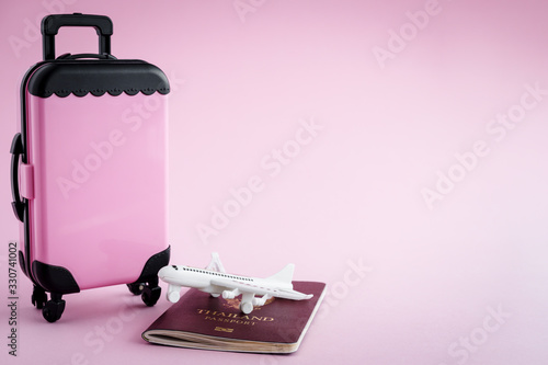 Pinky luggage with Thai pas...