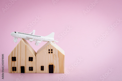 White airplane and wooden h...