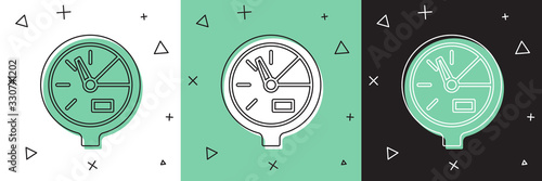 Set Water meter icon isolated on white and green, black background. Vector Illustration