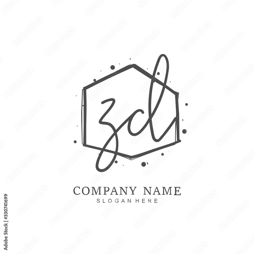  Handwritten initial letter Z D ZD for identity and logo. Vector logo template with handwriting and signature style.