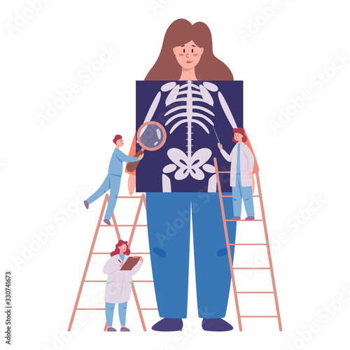 Annual and full health examination of human skeleton concept.