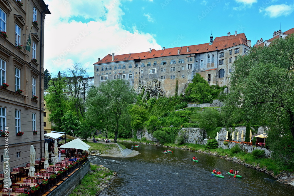 Czech Republic-river Vltava in city Czech Krumlov