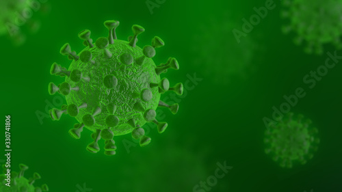 Corona Coronavirus Virus Cells Flue 2019-nCov influenza Concept Isolated Green