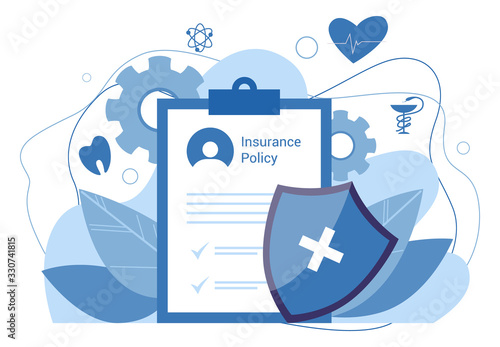 Health insurance concept. Big clipboard with document on it.