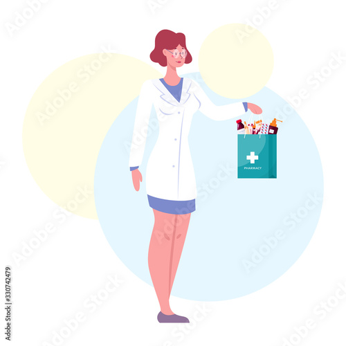 Doctor or pharmacist in uniform. Professional medicine worker