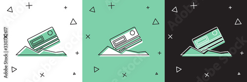 Set Cocaine and credit card icon isolated on white and green, black background. Vector Illustration
