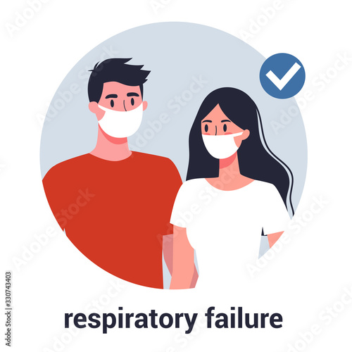 Man and woman wearing a face mask and avoiding infected people.