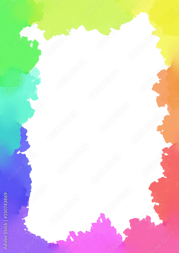 背景素材：水彩　虹色　フレーム