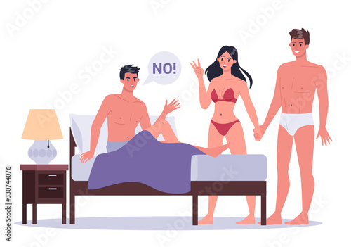 Couple of man and woman in bed. Concept of sexual or intimate