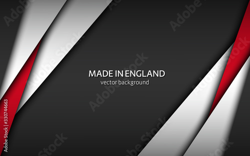 Made in England, modern vector background with English colors, overlayed sheets of paper in English colors, abstract widescreen background
