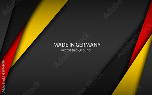 Made in Germany, modern vector background with German colors, overlayed sheets of paper in the colors of the German tricolor, abstract widescreen background