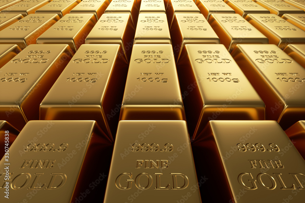 Gold bars 1000 grams. 3d rendering - illustration. Gold bars 1000 grams. 3d rendering - illustration.