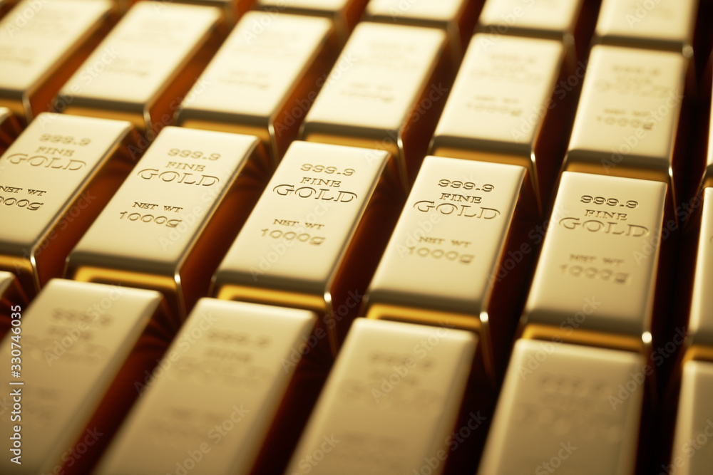 Gold bars 1000 grams. 3d rendering - illustration. Gold bars 1000 grams. 3d rendering - illustration.