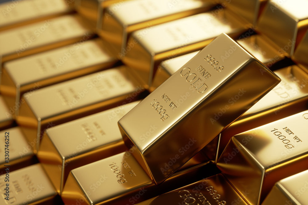 Gold bars 1000 grams. 3d rendering - illustration. Gold bars 1000 grams. 3d rendering - illustration.