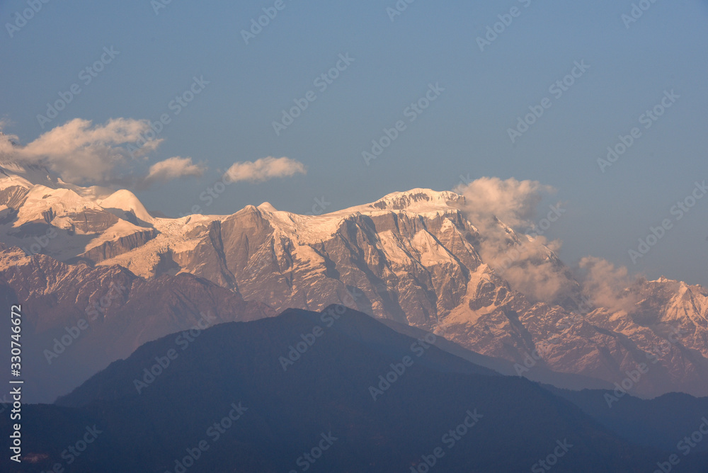 View at Annapurna massif from Saranghot in Nepal