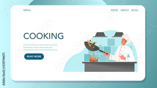 Food delivery web banner. Online delivery concept. Male restaurant