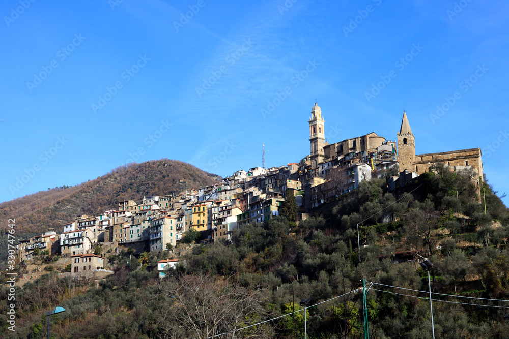 Montalto Ligure (IM), Italy - February 15, 2017: Montalto ligure village, Imperia, Liguria, Italy.