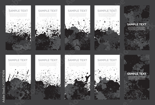 Splash ink banner set. Backgrounds for poster, banner or flyer. Vector.飛び散ったインクのベクターセット