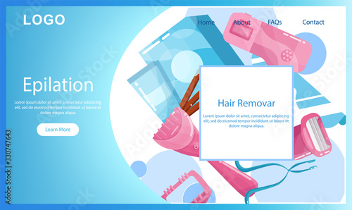 Hair removal and epilation landing page or web banner.