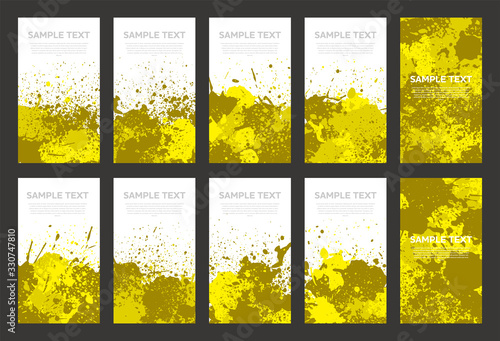 Splash ink banner set. Backgrounds for poster, banner or flyer. Vector.飛び散ったインクのベクターセット