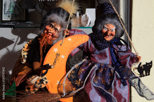 Triora (IM), Italy - February 15, 2017: Souvenirs in the witches village of Triora, Imperia, Liguria, Italy.