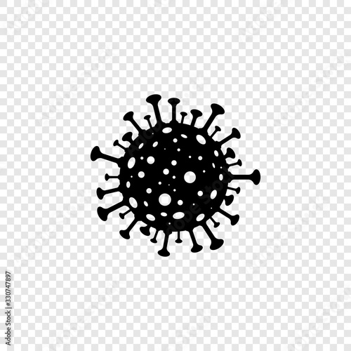 Bacteria Cell vector icon. Coronavirus bacterium, isolated on transparent background. Bacterium black icon in flat design. Vector illustration