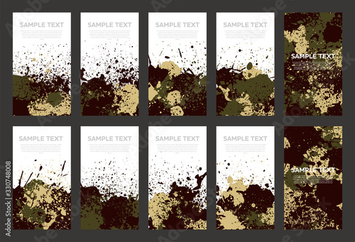 Splash ink banner set. Backgrounds for poster, banner or flyer. Vector.飛び散ったインクのベクターセット