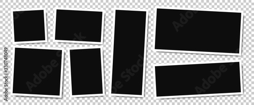 Photo frames. Collection Photo frames, isolated. Template mockup photo frame different shapes. Transparent background. Vector illustration