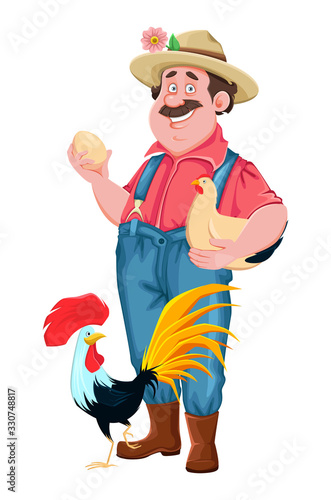 Cheerful farmer cartoon character
