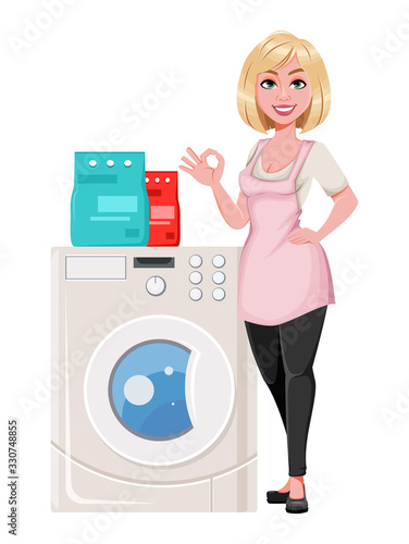 Housewife concept, young pretty stylish woman