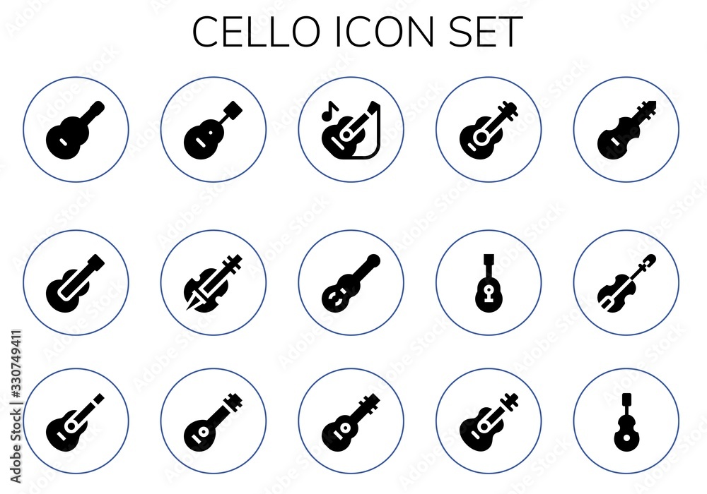 Modern Simple Set of cello Vector filled Icons Modern Simple Set of cello Vector filled Icons