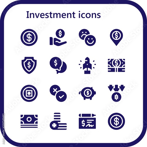 Modern Simple Set of investment Vector filled Icons