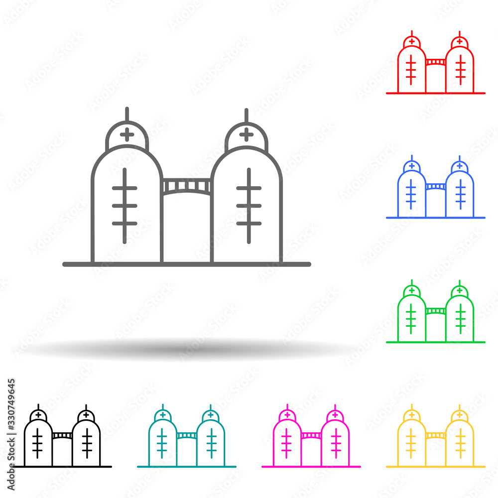 Building, birdge multi color set icon. Simple thin line, outline vector of building icons for ui and ux, website or mobile application