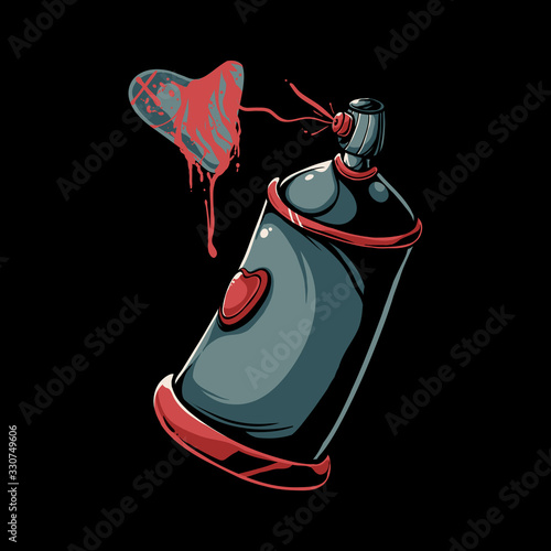 Cartoon of spray paint love. Graffiti spray can illustration for poster, sticker, or t-shirt design