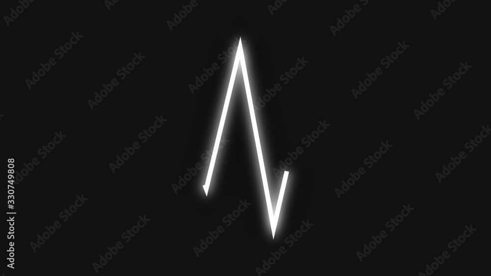 Vidéo Stock Neon heartbeat on black isolated background. 4k seamless