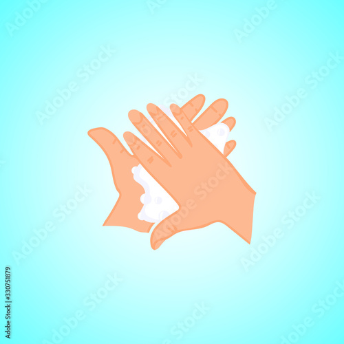 Vector Illustration Of Washing Hands. Hands soaping and rinsing. Hand Washing For Prevent Illness And Infection. Personal hygiene, disease prevention.