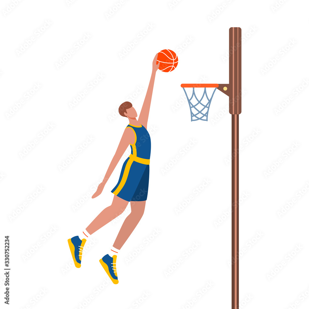 Basketball player throws the ball in the hoop. Man playing basketball
